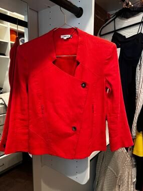 Helmut Lang Women’s Asymmetrical Button-Front Jacket Red